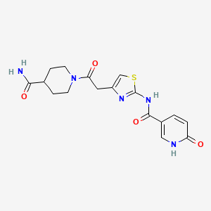 molecular formula C17H19N5O4S B2451465 N-(4-(2-(4-氨基羰基哌啶-1-基)-2-氧代乙基)噻唑-2-基)-6-氧代-1,6-二氢吡啶-3-甲酰胺 CAS No. 946259-30-9