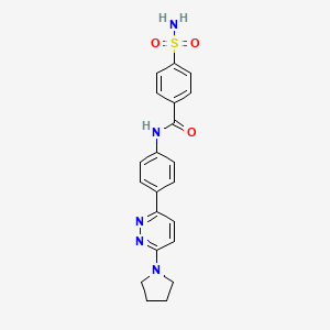 molecular formula C21H21N5O3S B2451467 N-(4-(6-(吡咯烷-1-基)吡哒嗪-3-基)苯基)-4-磺酰基苯甲酰胺 CAS No. 1203054-58-3