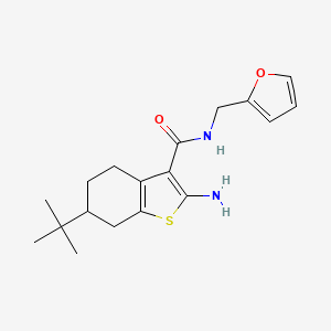 molecular formula C18H24N2O2S B2451496 2-amino-6-tert-butyl-N-(2-furylmethyl)-4,5,6,7-tetrahydro-1-benzothiophene-3-carboxamide CAS No. 588678-81-3