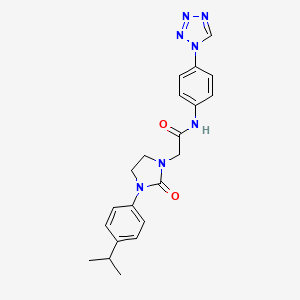 molecular formula C21H23N7O2 B2451497 N-(4-(1H-tetrazol-1-yl)phenyl)-2-(3-(4-isopropylphenyl)-2-oxoimidazolidin-1-yl)acetamide CAS No. 1251683-57-4