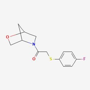 molecular formula C13H14FNO2S B2451499 1-(2-Oxa-5-azabicyclo[2.2.1]heptan-5-yl)-2-((4-fluorophenyl)thio)ethanone CAS No. 2034289-20-6