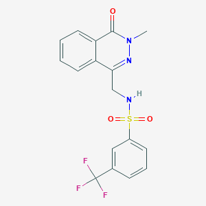 molecular formula C17H14F3N3O3S B2451511 N-((3-methyl-4-oxo-3,4-dihydrophthalazin-1-yl)methyl)-3-(trifluoromethyl)benzenesulfonamide CAS No. 1396781-81-9