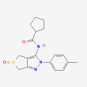 molecular formula C18H21N3O2S B2451512 N-(5-oxido-2-(p-tolyl)-4,6-dihydro-2H-thieno[3,4-c]pyrazol-3-yl)cyclopentanecarboxamide CAS No. 958132-53-1