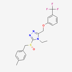 molecular formula C20H20F3N3O2S B2451515 4-乙基-3-[(4-甲苯基)甲基亚磺酰基]-5-[[3-(三氟甲基)苯氧基]甲基]-1,2,4-三唑 CAS No. 955976-67-7