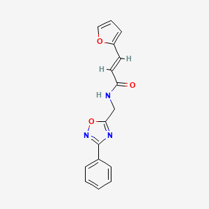 molecular formula C16H13N3O3 B2451530 (E)-3-(furan-2-yl)-N-((3-phenyl-1,2,4-oxadiazol-5-yl)methyl)acrylamide CAS No. 1203431-04-2