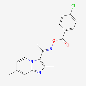 molecular formula C18H16ClN3O2 B2451532 3-{[(4-氯苯甲酰)氧基]乙酰亚胺基}-2,7-二甲基咪唑并[1,2-a]吡啶 CAS No. 478047-82-4