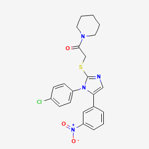 2-((1-(4-chlorophenyl)-5-(3-nitrophenyl)-1H-imidazol-2-yl)thio)-1-(piperidin-1-yl)ethanone