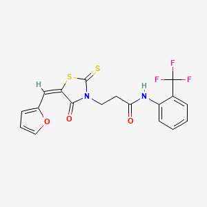 (E)-3-(5-(furan-2-ylmethylene)-4-oxo-2-thioxothiazolidin-3-yl)-N-(2-(trifluoromethyl)phenyl)propanamide