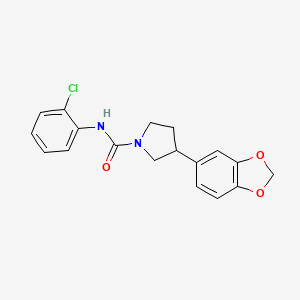 molecular formula C18H17ClN2O3 B2451545 3-(benzo[d][1,3]dioxol-5-yl)-N-(2-chlorophenyl)pyrrolidine-1-carboxamide CAS No. 2034563-74-9