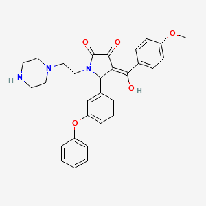 molecular formula C30H31N3O5 B2451549 3-羟基-4-(4-甲氧基苯甲酰)-5-(3-苯氧基苯基)-1-(2-(哌嗪-1-基)乙基)-1H-吡咯-2(5H)-酮 CAS No. 371210-10-5