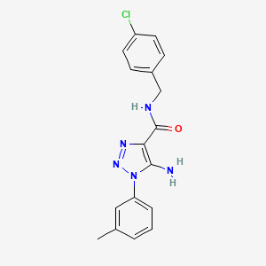 molecular formula C17H16ClN5O B2451555 5-amino-N-[(4-chlorophenyl)methyl]-1-(3-methylphenyl)triazole-4-carboxamide CAS No. 443111-32-8