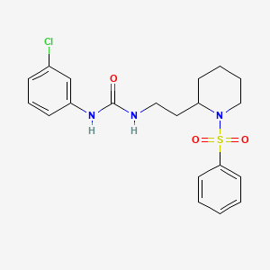 molecular formula C20H24ClN3O3S B2451559 1-(3-氯苯基)-3-(2-(1-(苯磺酰基)哌啶-2-基)乙基)脲 CAS No. 898444-62-7