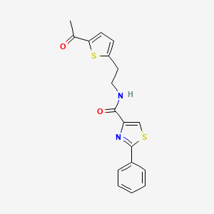 molecular formula C18H16N2O2S2 B2451561 N-(2-(5-乙酰基噻吩-2-基)乙基)-2-苯基噻唑-4-甲酰胺 CAS No. 2034570-30-2