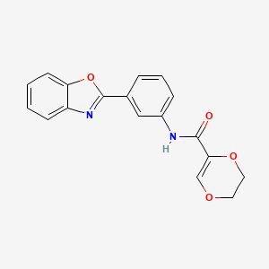 molecular formula C18H14N2O4 B2451572 N-(3-(苯并[d]恶唑-2-基)苯基)-5,6-二氢-1,4-二氧杂环-2-甲酰胺 CAS No. 864938-13-6