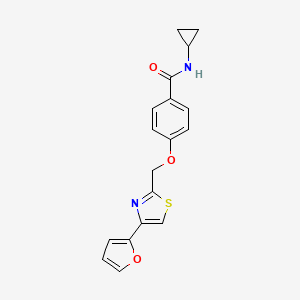 molecular formula C18H16N2O3S B2451587 N-Cyclopropyl-4-((4-(Furan-2-yl)thiazol-2-yl)methoxy)benzamid CAS No. 1251612-44-8