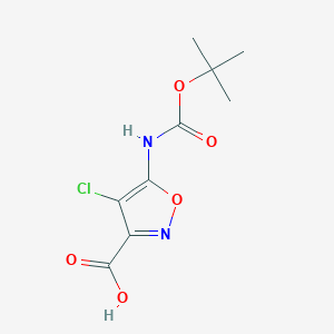 molecular formula C9H11ClN2O5 B2451592 4-Chloro-5-[(2-methylpropan-2-yl)oxycarbonylamino]-1,2-oxazole-3-carboxylic acid CAS No. 2248404-07-9