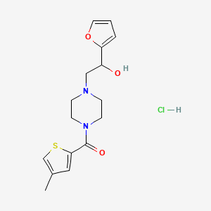 molecular formula C16H21ClN2O3S B2451598 (4-(2-(Furan-2-yl)-2-hydroxyethyl)piperazin-1-yl)(4-methylthiophen-2-yl)methanone hydrochloride CAS No. 1396849-54-9