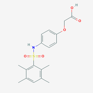 molecular formula C18H21NO5S B245160 (4-{[(2,3,5,6-Tetramethylphenyl)sulfonyl]amino}phenoxy)acetic acid 