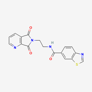 molecular formula C17H12N4O3S B2451607 N-(2-(5,7-dioxo-5H-pyrrolo[3,4-b]pyridin-6(7H)-yl)ethyl)benzo[d]thiazole-6-carboxamide CAS No. 2034425-58-4