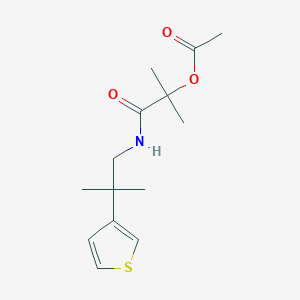 molecular formula C14H21NO3S B2451612 2-Methyl-1-((2-methyl-2-(thiophen-3-yl)propyl)amino)-1-oxopropan-2-yl acetate CAS No. 2319787-52-3