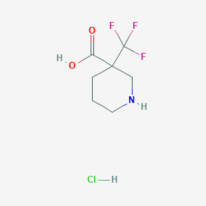 molecular formula C7H11ClF3NO2 B2451617 3-(三氟甲基)哌啶-3-羧酸；盐酸盐 CAS No. 2260937-04-8