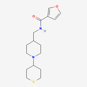 molecular formula C16H24N2O2S B2451622 N-((1-(四氢-2H-硫代吡喃-4-基)哌啶-4-基)甲基)呋喃-3-甲酰胺 CAS No. 2034308-67-1