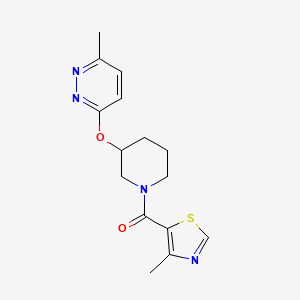 molecular formula C15H18N4O2S B2451624 (3-((6-Methylpyridazin-3-yl)oxy)piperidin-1-yl)(4-methylthiazol-5-yl)methanone CAS No. 2034439-82-0