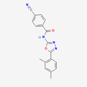 molecular formula C18H14N4O2 B2451627 4-cyano-N-(5-(2,4-dimethylphenyl)-1,3,4-oxadiazol-2-yl)benzamide CAS No. 891144-97-1
