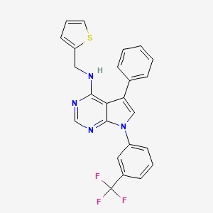 molecular formula C24H17F3N4S B2451628 5-phenyl-N-(thiophen-2-ylmethyl)-7-[3-(trifluoromethyl)phenyl]pyrrolo[2,3-d]pyrimidin-4-amine CAS No. 477236-37-6