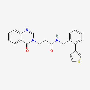 molecular formula C22H19N3O2S B2451629 3-(4-oxoquinazolin-3(4H)-yl)-N-(2-(thiophen-3-yl)benzyl)propanamide CAS No. 1797983-64-2