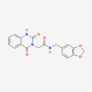 molecular formula C18H15N3O5 B2451636 N-(1,3-苯并二氧杂环戊-5-基甲基)-2-(2,4-二氧代-1H-喹唑啉-3-基)乙酰胺 CAS No. 896381-28-5