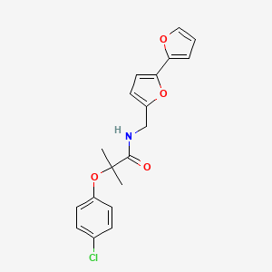 molecular formula C19H18ClNO4 B2451638 N-([2,2'-bifuran]-5-ylmethyl)-2-(4-chlorophenoxy)-2-methylpropanamide CAS No. 2034490-41-8