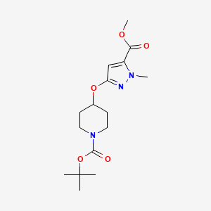 molecular formula C16H25N3O5 B2451644 Tert-butyl 4-((5-(methoxycarbonyl)-1-methyl-1h-pyrazol-3-yl)oxy)piperidine-1-carboxylate CAS No. 1404364-80-2