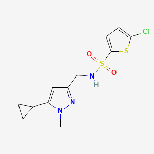 molecular formula C12H14ClN3O2S2 B2451649 5-chloro-N-((5-cyclopropyl-1-methyl-1H-pyrazol-3-yl)methyl)thiophene-2-sulfonamide CAS No. 1448123-34-9