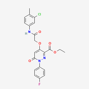 molecular formula C22H19ClFN3O5 B2451657 Ethyl 4-(2-((3-chloro-4-methylphenyl)amino)-2-oxoethoxy)-1-(4-fluorophenyl)-6-oxo-1,6-dihydropyridazine-3-carboxylate CAS No. 899733-48-3