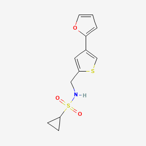 molecular formula C12H13NO3S2 B2451680 N-[[4-(Furan-2-yl)thiophen-2-yl]methyl]cyclopropanesulfonamide CAS No. 2379995-09-0