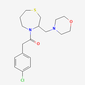 molecular formula C18H25ClN2O2S B2451683 2-(4-Chlorophenyl)-1-(3-(morpholinomethyl)-1,4-thiazepan-4-yl)ethanone CAS No. 1421481-80-2