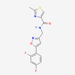 molecular formula C15H11F2N3O2S B2451690 N-((5-(2,4-difluorophenyl)isoxazol-3-yl)methyl)-2-methylthiazole-4-carboxamide CAS No. 1207014-41-2