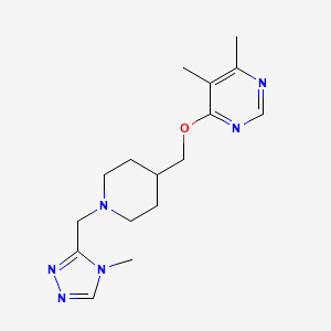 molecular formula C16H24N6O B2451691 4,5-dimethyl-6-((1-((4-methyl-4H-1,2,4-triazol-3-yl)methyl)piperidin-4-yl)methoxy)pyrimidine CAS No. 2309555-50-6