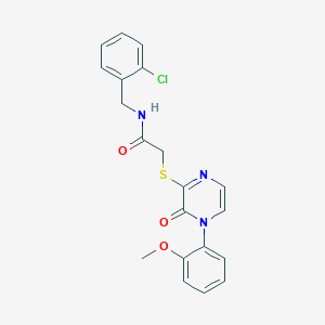 molecular formula C20H18ClN3O3S B2451702 N-(2-chlorobenzyl)-2-((4-(2-methoxyphenyl)-3-oxo-3,4-dihydropyrazin-2-yl)thio)acetamide CAS No. 900007-00-3
