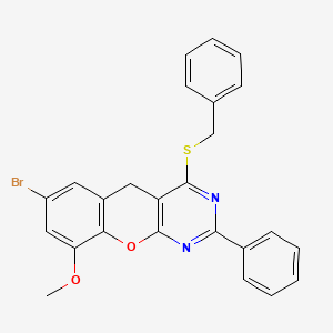 molecular formula C25H19BrN2O2S B2451705 4-(benzylthio)-7-bromo-9-methoxy-2-phenyl-5H-chromeno[2,3-d]pyrimidine CAS No. 872208-76-9