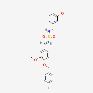 molecular formula C24H24FNO5S B2451706 (E)-2-[4-[(4-氟苯基)甲氧基]-3-甲氧基苯基]-N-[(3-甲氧基苯基)甲基]乙烯磺酰胺 CAS No. 339104-63-1