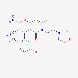molecular formula C24H28N4O5 B2451712 2-amino-4-(2,5-dimethoxyphenyl)-7-methyl-6-(2-morpholinoethyl)-5-oxo-5,6-dihydro-4H-pyrano[3,2-c]pyridine-3-carbonitrile CAS No. 443730-41-4
