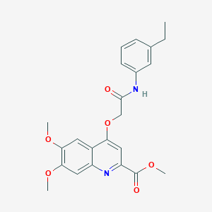 molecular formula C23H24N2O6 B2451715 Methyl 4-(2-((3-ethylphenyl)amino)-2-oxoethoxy)-6,7-dimethoxyquinoline-2-carboxylate CAS No. 1359416-66-2