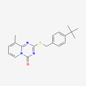 molecular formula C19H21N3OS B2451722 2-{[4-(叔丁基)苄基]硫代}-9-甲基-4H-吡啶并[1,2-a][1,3,5]三嗪-4-酮 CAS No. 306978-83-6