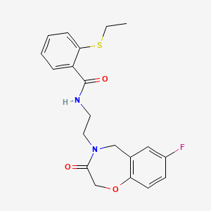 molecular formula C20H21FN2O3S B2451731 2-(ethylthio)-N-(2-(7-fluoro-3-oxo-2,3-dihydrobenzo[f][1,4]oxazepin-4(5H)-yl)ethyl)benzamide CAS No. 1904174-48-6