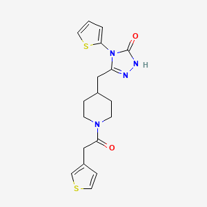 molecular formula C18H20N4O2S2 B2451739 4-(thiophen-2-yl)-3-((1-(2-(thiophen-3-yl)acetyl)piperidin-4-yl)methyl)-1H-1,2,4-triazol-5(4H)-one CAS No. 2034232-74-9
