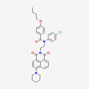 molecular formula C36H36ClN3O4 B2451743 4-butoxy-N-(4-chlorophenyl)-N-(2-(1,3-dioxo-6-(piperidin-1-yl)-1H-benzo[de]isoquinolin-2(3H)-yl)ethyl)benzamide CAS No. 330677-75-3