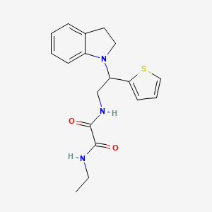 molecular formula C18H21N3O2S B2451749 N1-ethyl-N2-(2-(indolin-1-yl)-2-(thiophen-2-yl)ethyl)oxalamide CAS No. 898452-32-9