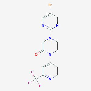 molecular formula C14H11BrF3N5O B2451765 4-(5-Bromopyrimidin-2-yl)-1-[2-(trifluoromethyl)pyridin-4-yl]piperazin-2-one CAS No. 2380141-93-3